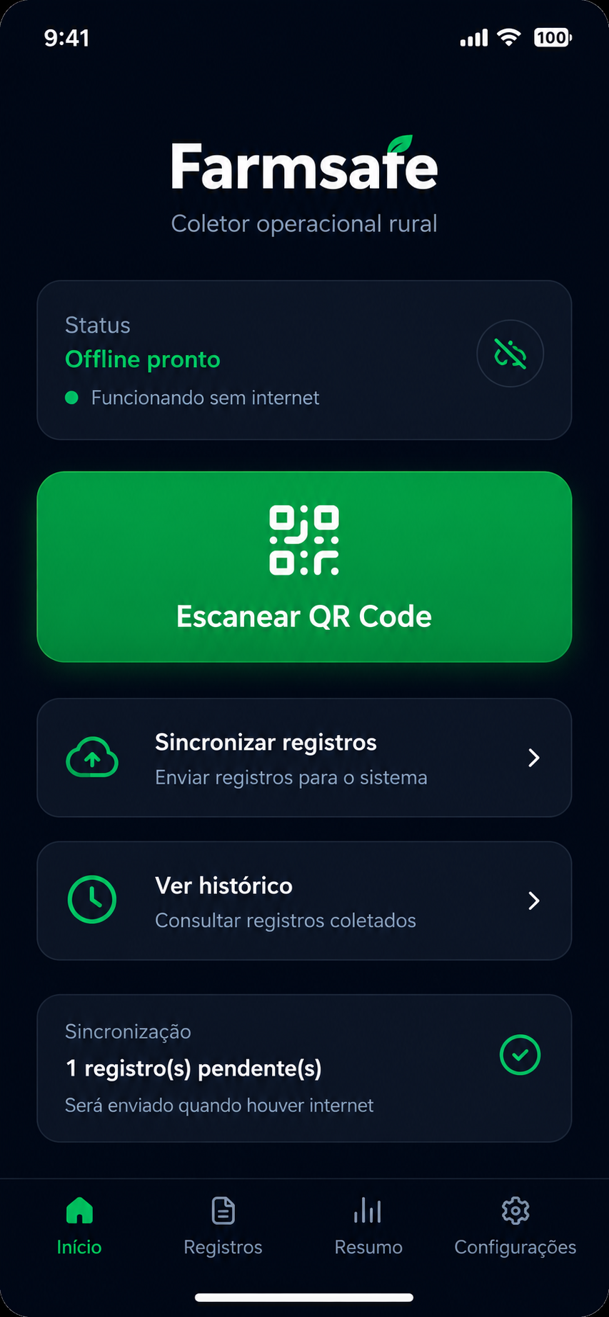 Tela confirmar registro